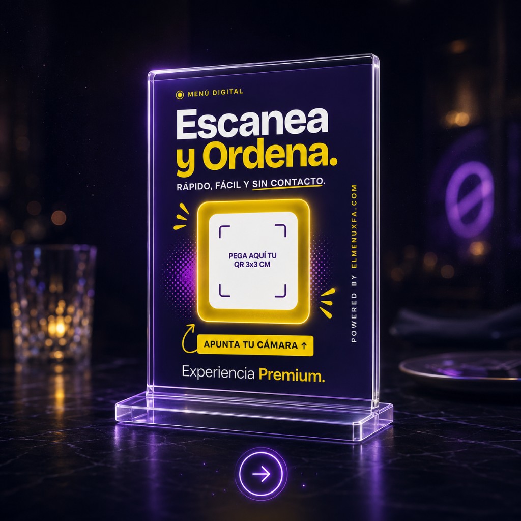 Portamenú con QR listo para instalar en las mesas